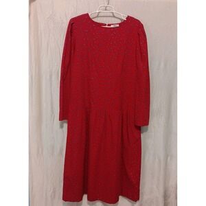 Elegant Red Long Sleeve Corduroy Dress. Size 14 #cottagecore #prairiecore